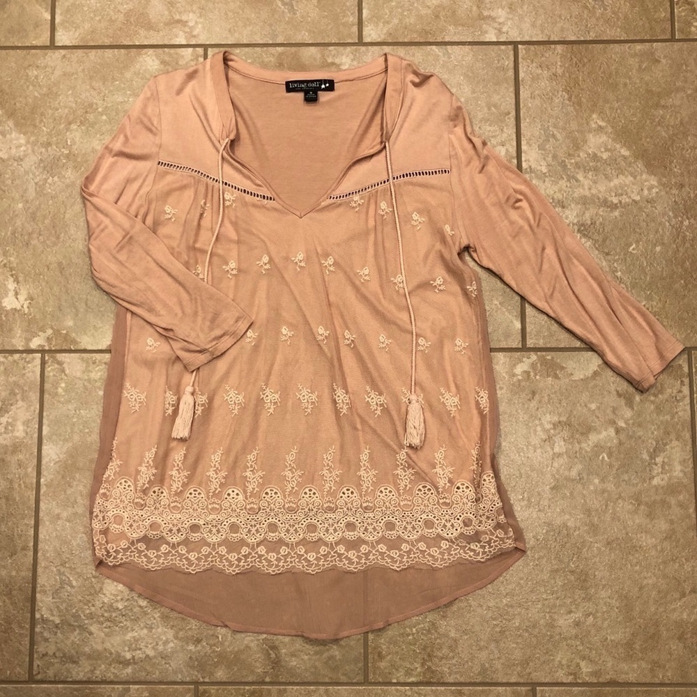 Living Doll Blush Lace Blouse